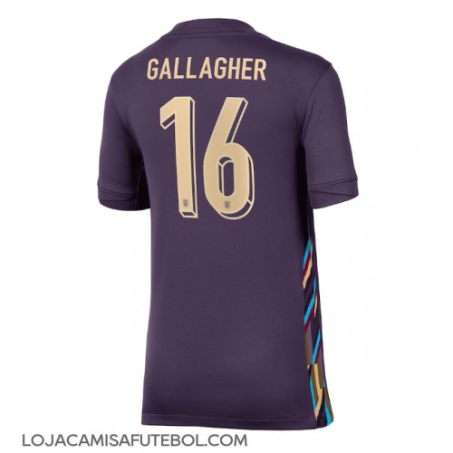 Camisa de Futebol Inglaterra Conor Gallagher #16 Equipamento Secundário Mulheres Europeu 2024 Manga Curta